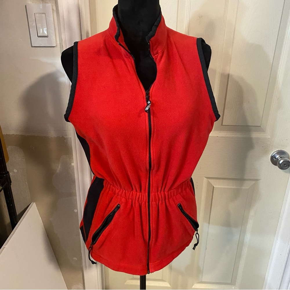 The North Face Vest Women's Red Sleeveless zip front zip pockets cinch waist - Picture 12 of 12